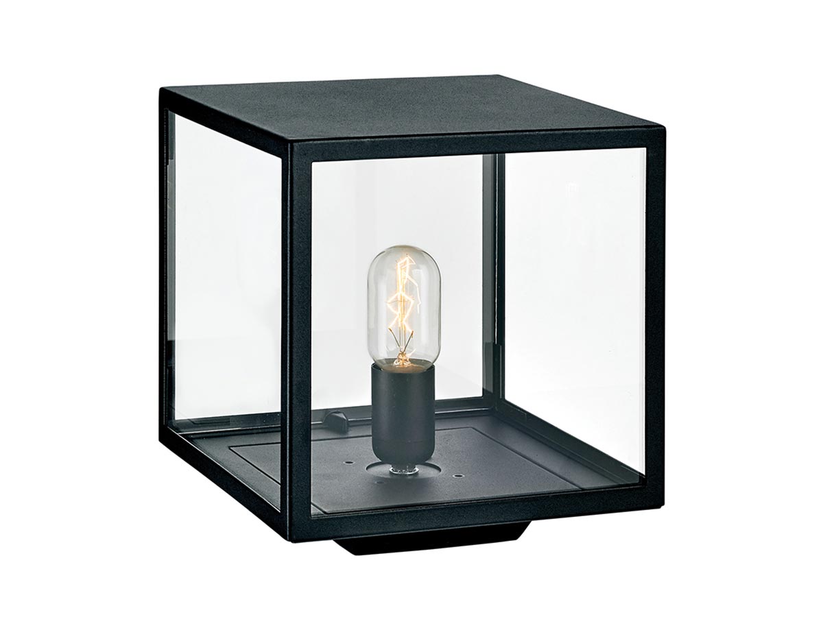 Norlys Lofoten Matt Black 1 Light Outdoor Pedestal Lantern Clear Glass