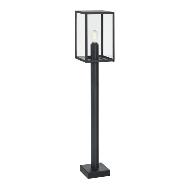 Lofoten matt black 1 light outdoor pillar lantern with clear glass main image