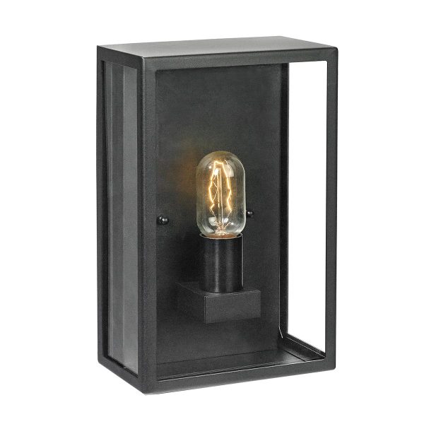 Lofoten matt black 1 light outdoor wall half lantern with clear glass main image