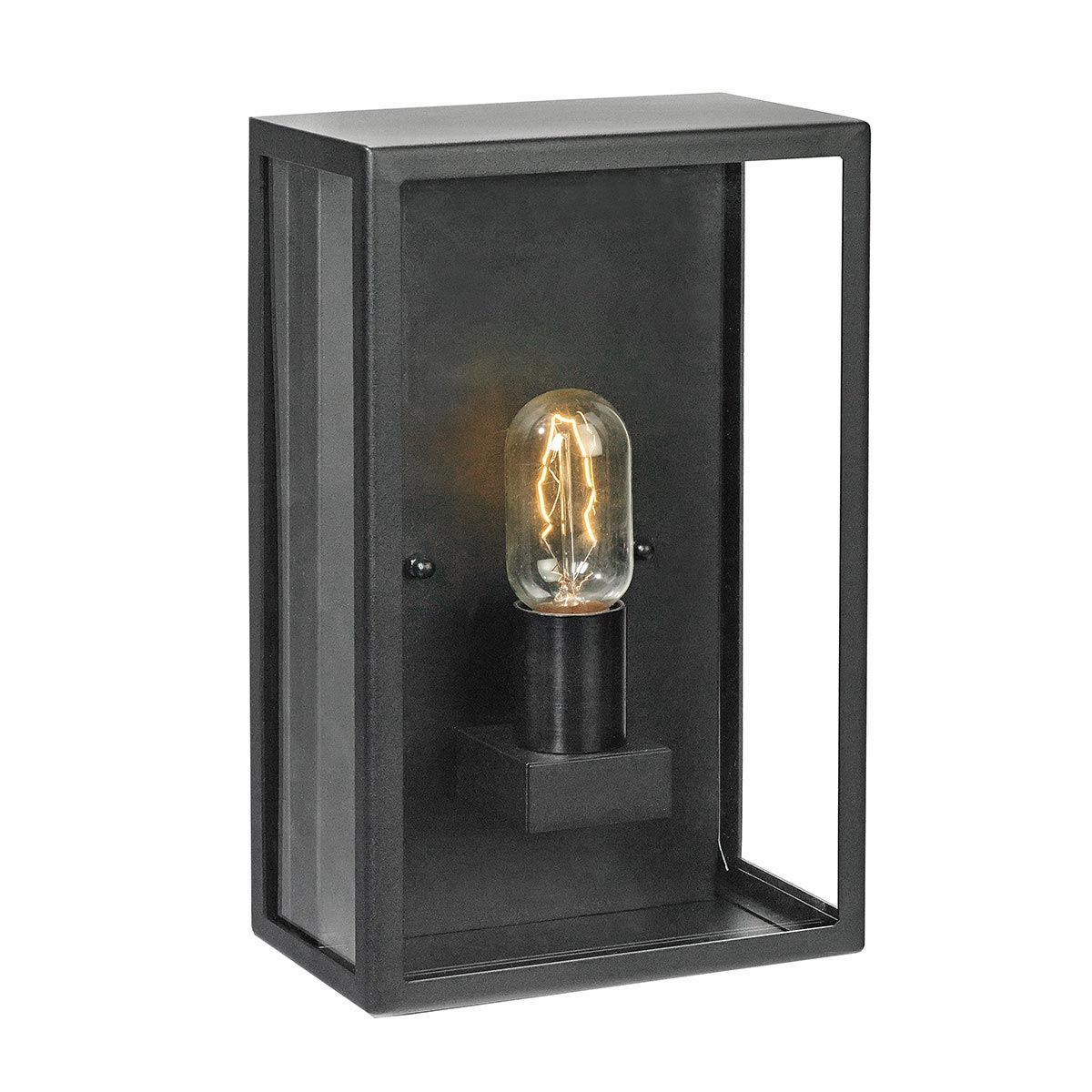 Norlys Lofoten Matt Black 1 Light Outdoor Wall Half Lantern Clear Glass