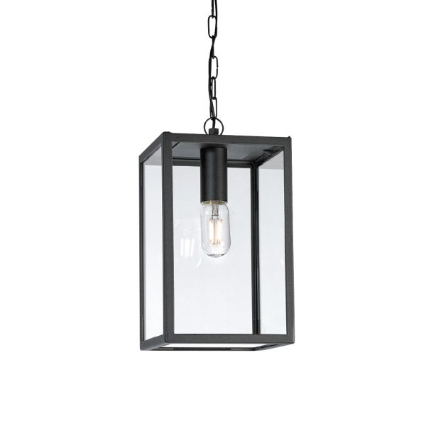 Lofoten matt black 1 light hanging porch lantern with clear glass main image
