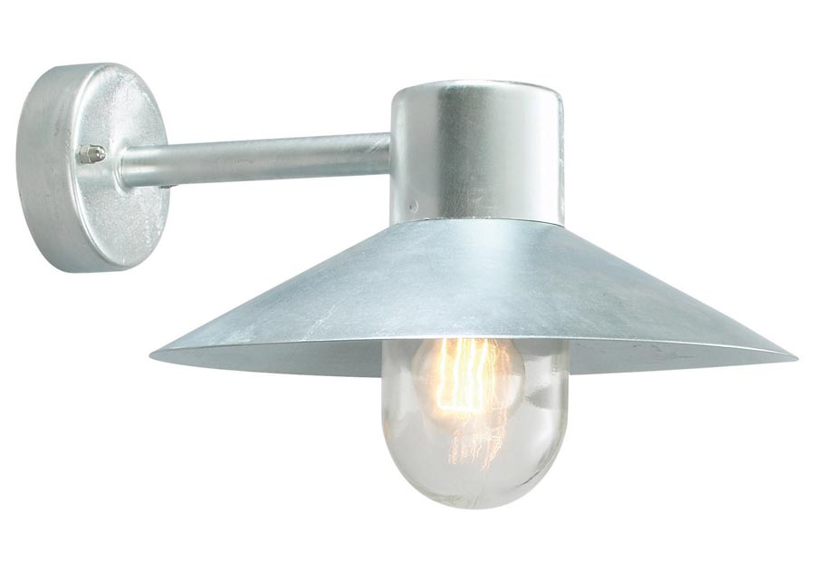 Norlys Lund 1 Lamp Outdoor Wall Light Galvanised IP55