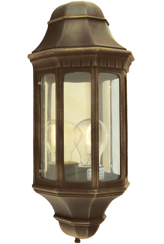 Norlys Malaga Flush Outdoor Wall Lantern Black & Gold