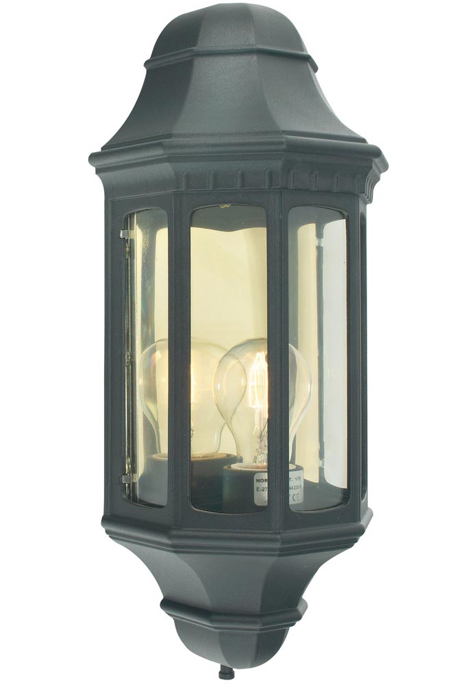 Norlys Malaga Flush Outdoor Wall Lantern Black Traditional