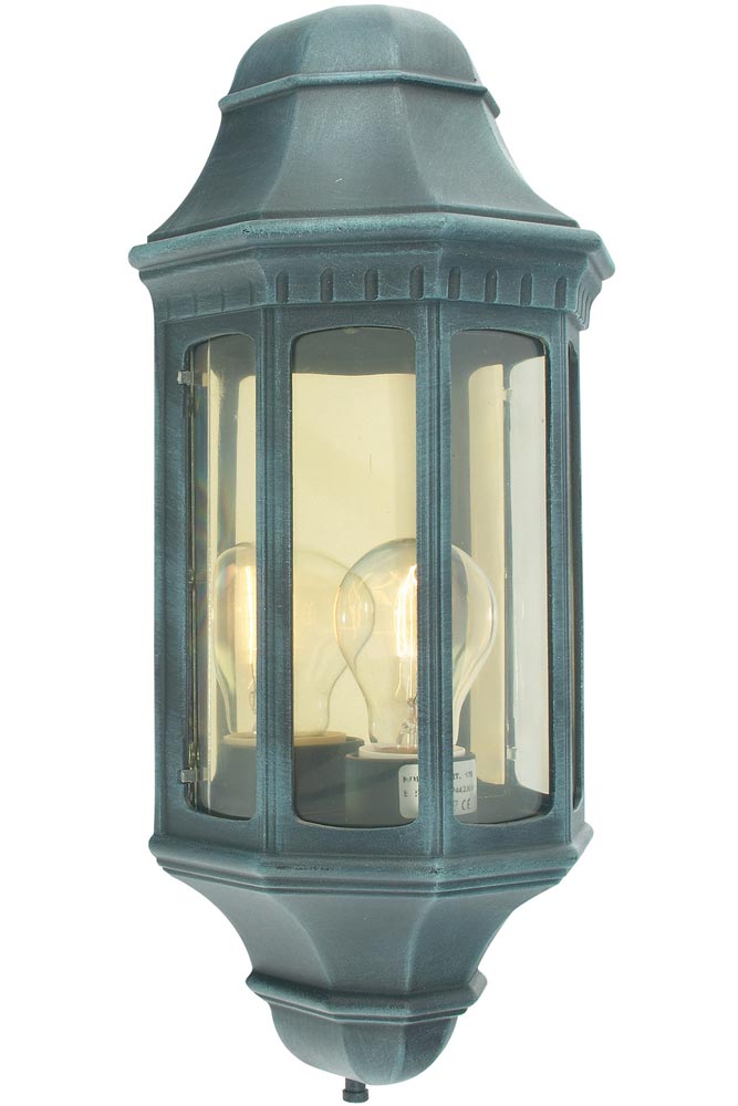 Norlys Malaga Flush Outdoor Wall Lantern Verdigris Traditional