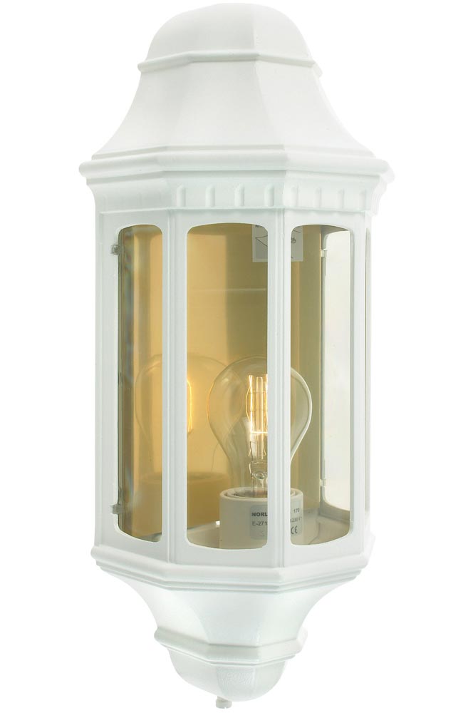 Norlys Malaga Flush Outdoor Wall Lantern White Traditional