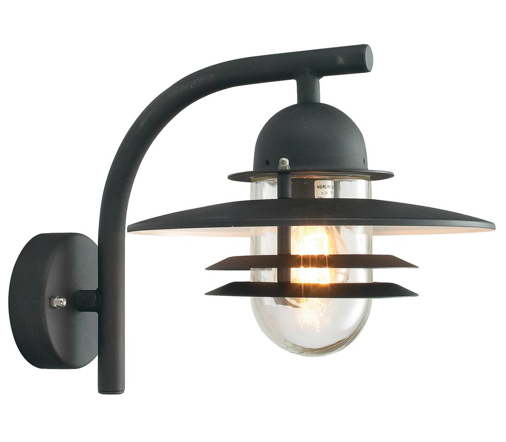 Norlys Oslo Art Deco Style Black Garden Outdoor Wall Light