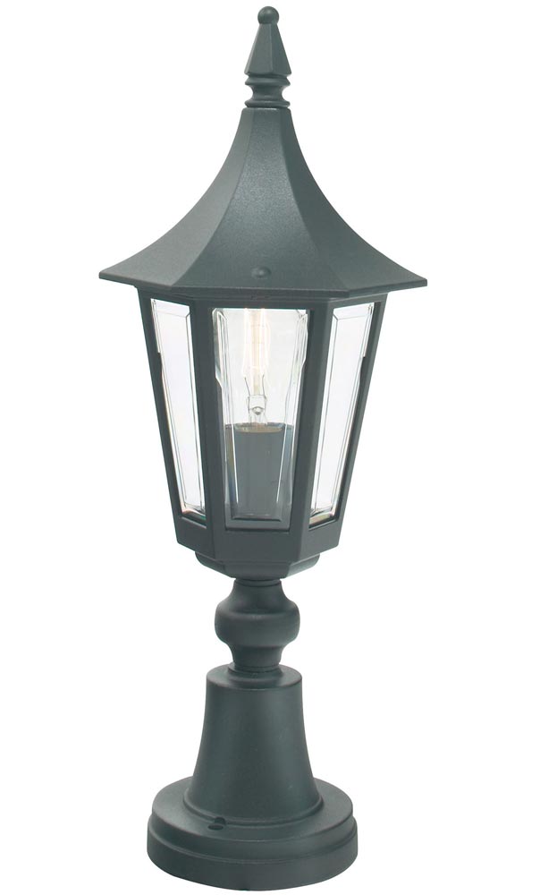 Norlys Rimini 1 Light Outdoor Pedestal Lantern Black Traditional