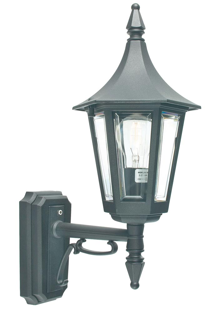Norlys Rimini 1 Light Upward Outdoor Wall Lantern Black