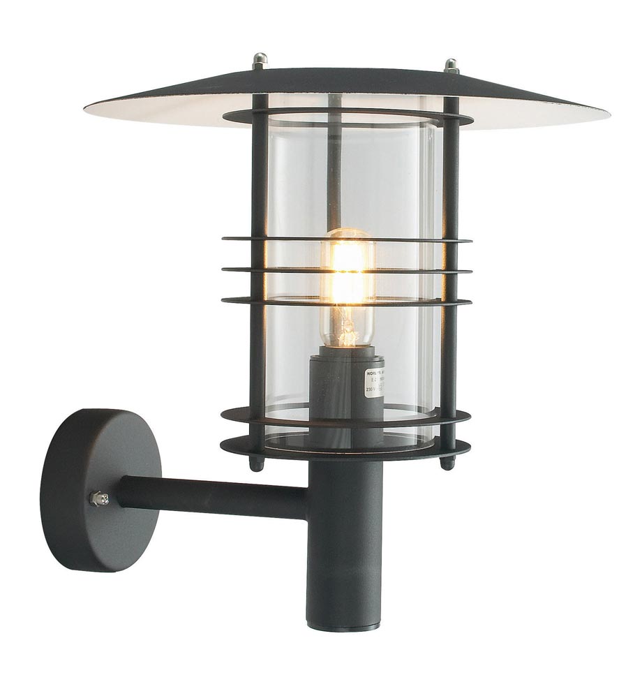 Norlys Stockholm Art Deco Style Black Outdoor Wall Lantern