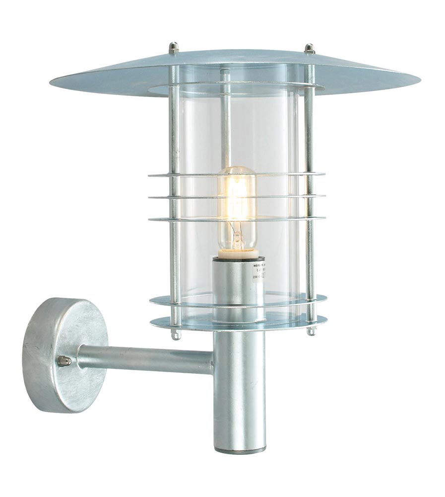 Norlys Stockholm Art Deco Style Galvanised Outdoor Wall Lantern