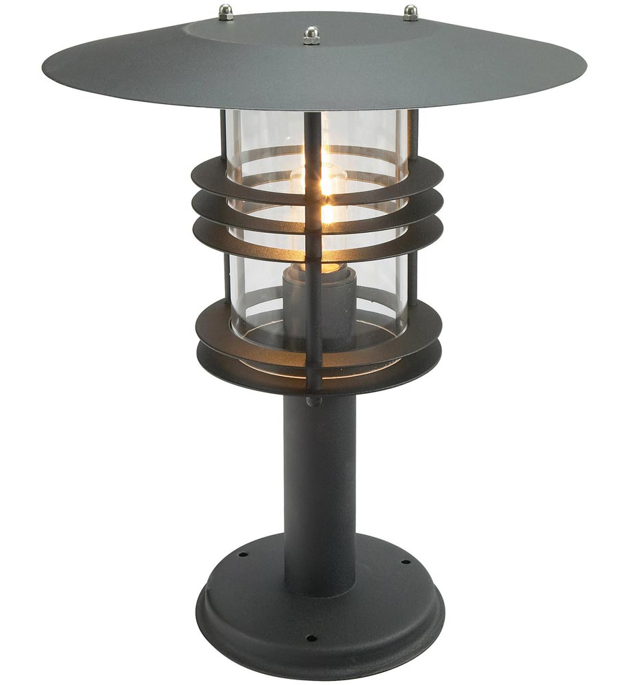 Norlys Stockholm Grande Outdoor Pedestal Lantern Black Art Deco Style