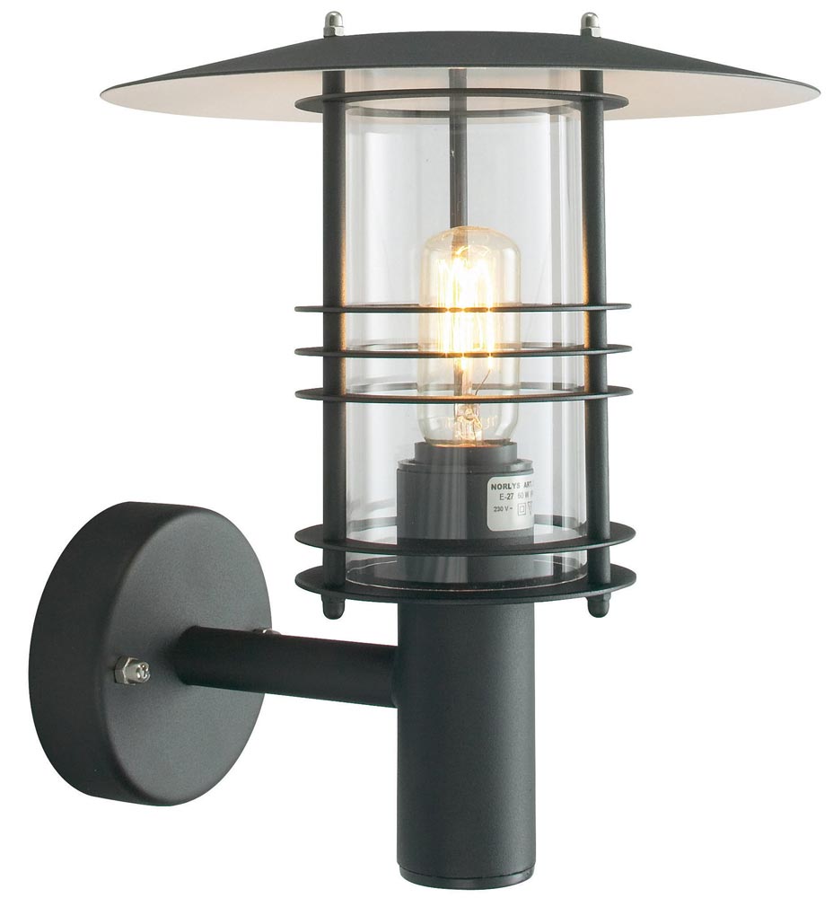 Norlys Stockholm Grande Outdoor Wall Lantern Black Art Deco Style