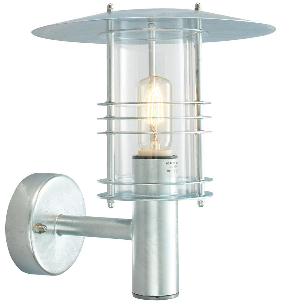 Norlys Stockholm Grande Outdoor Wall Lantern Galvanised Art Deco Style