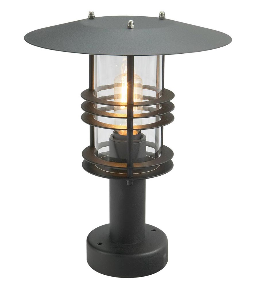 Norlys Stockholm Outdoor Pedestal Lantern Black Art Deco Style