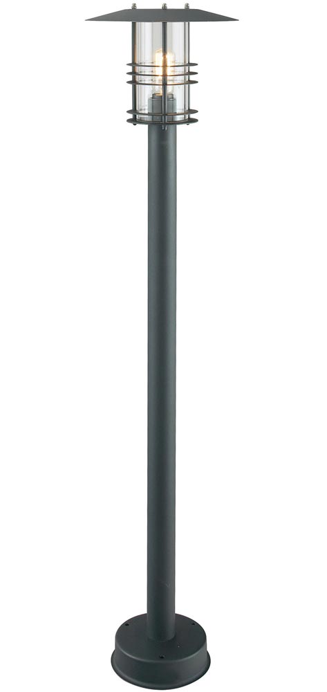 Norlys Stockholm Outdoor Pillar Lantern Black Art Deco Style