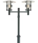 Norlys Stockholm 2 Head Outdoor Lamp Post Black Art Deco Style