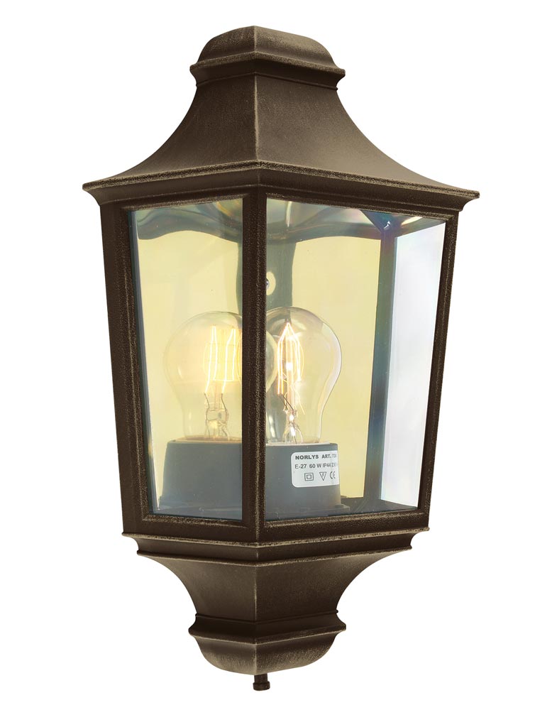 Norlys Turin 1 Light Outdoor Wall Half Lantern Black & Gold