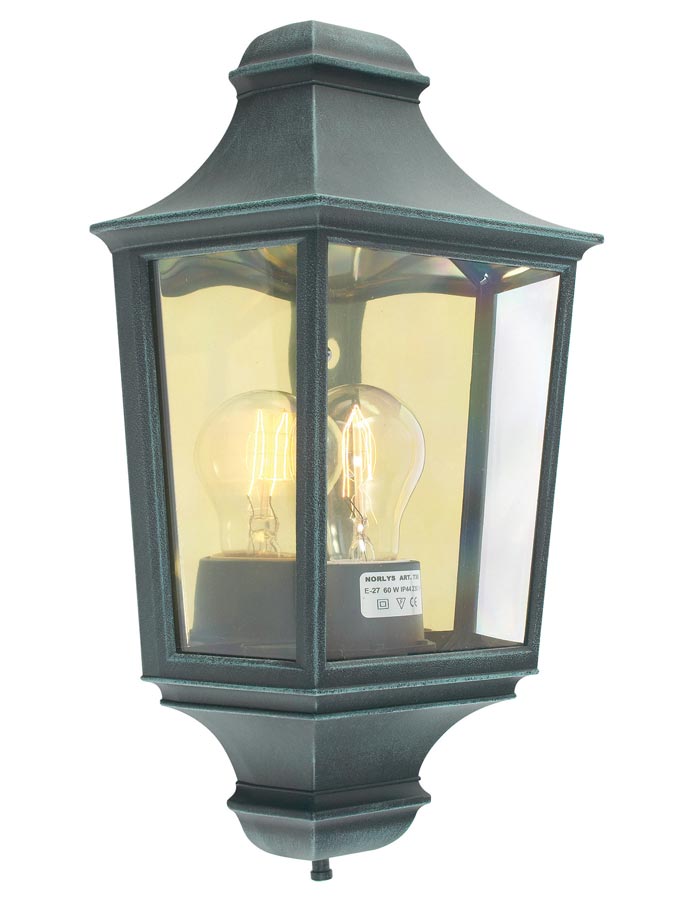 Norlys Turin 1 Light Flush Outdoor Wall Half Lantern Verdigris