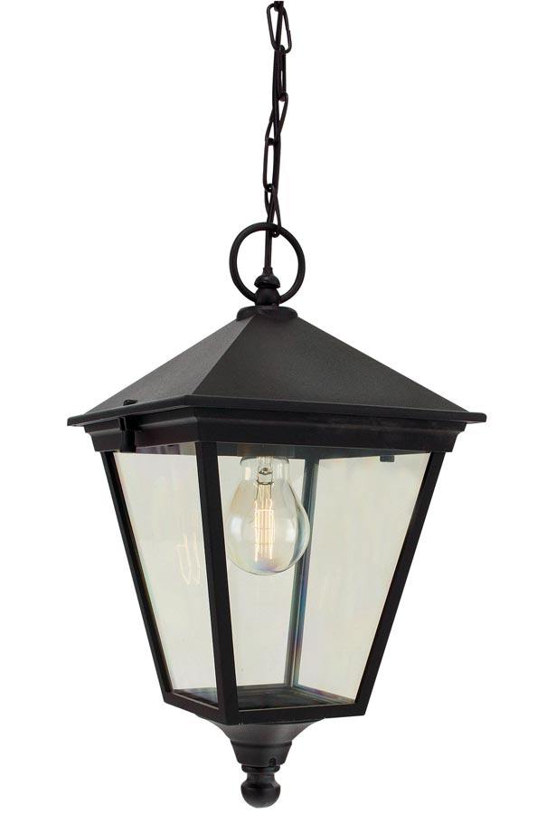 Norlys Turin Hanging Outdoor Porch Lantern Black Traditional