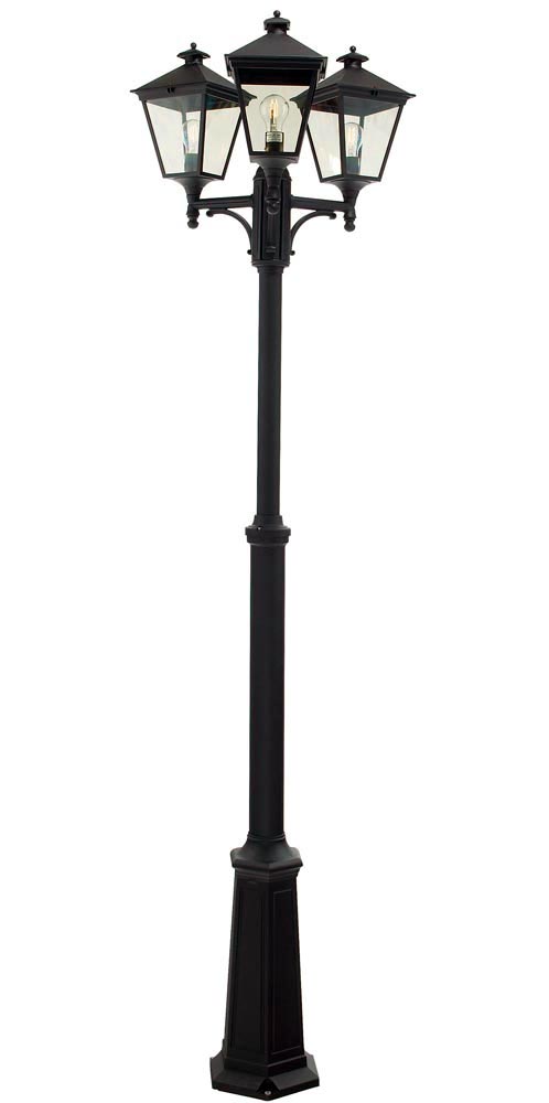 Norlys Turin 3 Lantern Outdoor Lamp Post Black Traditional