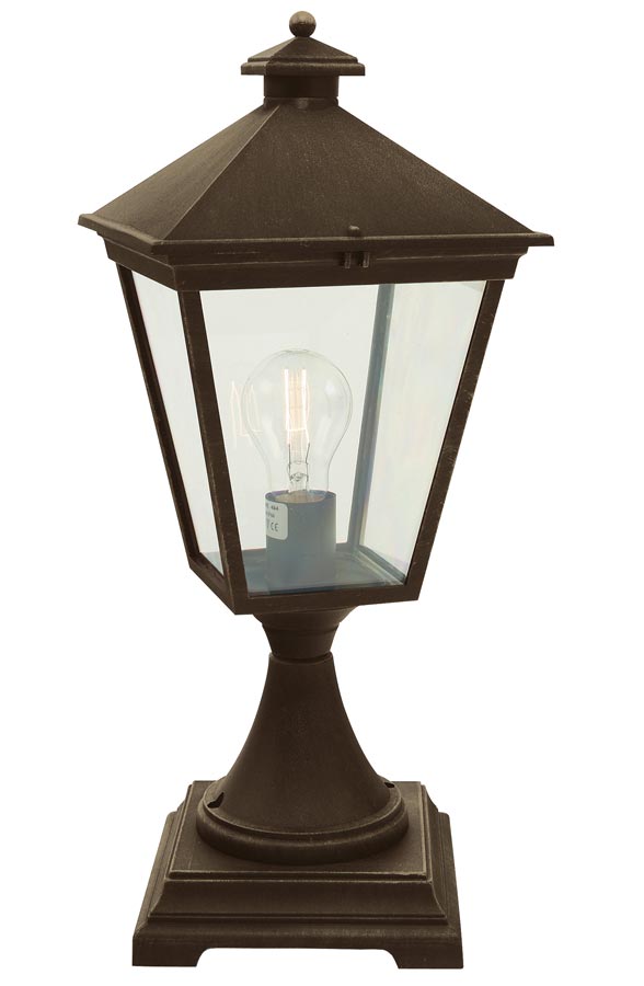 Norlys Turin 1 Light Outdoor Pedestal Lantern Black & Gold