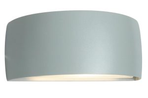 Vasa up and down outdoor wall light in aluminium on white background.