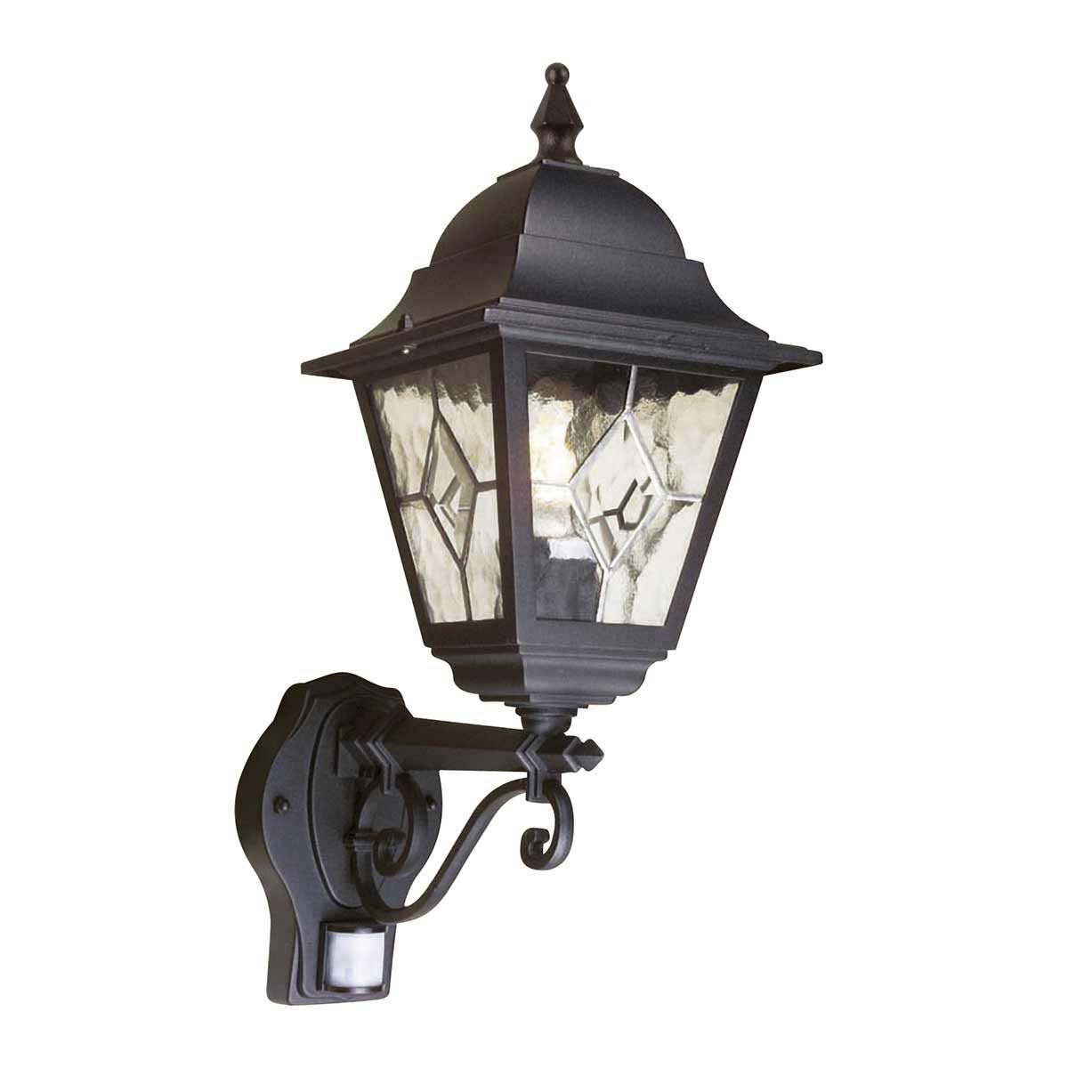 Norfolk Traditional Black Outdoor PIR Wall Lantern Upward