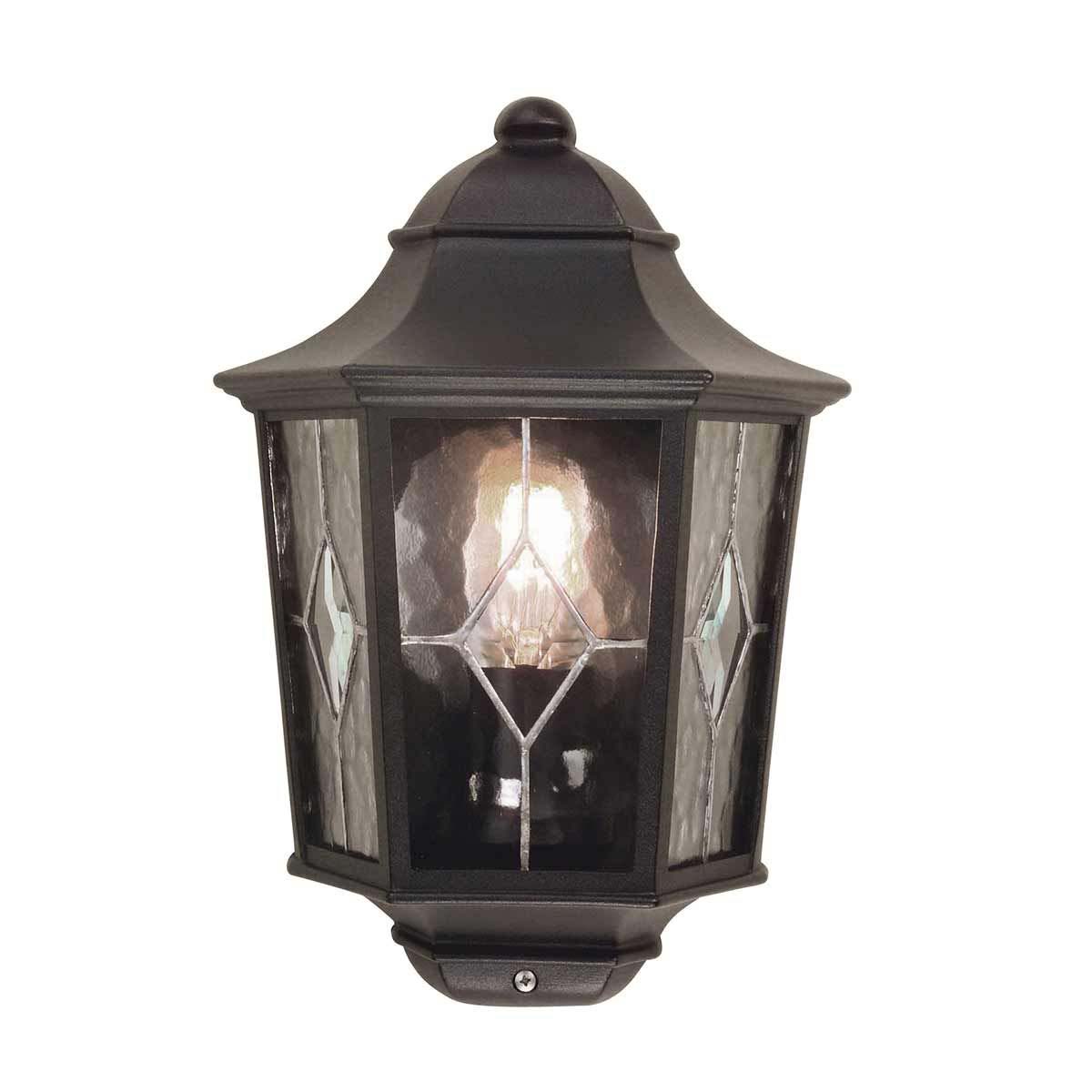 Elstead Norfolk Traditional Black Outdoor Half Wall Lantern