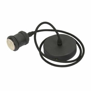 Pendant light cord set with E27 shade ring in matte black main image