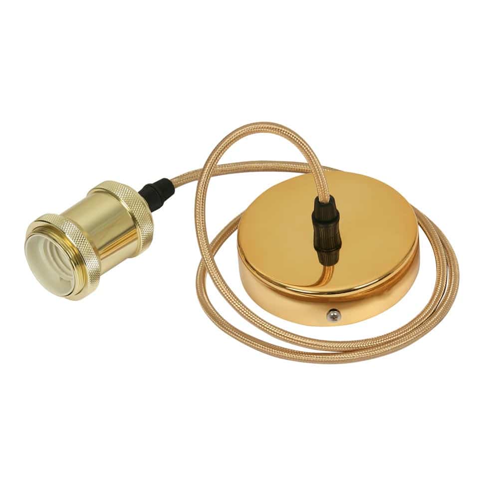 Pendant Light Cord Set E27 Shade Ring Polished Gold