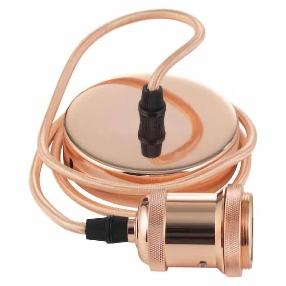 Pendant Light Cord Set E27 Shade Ring Polished Copper