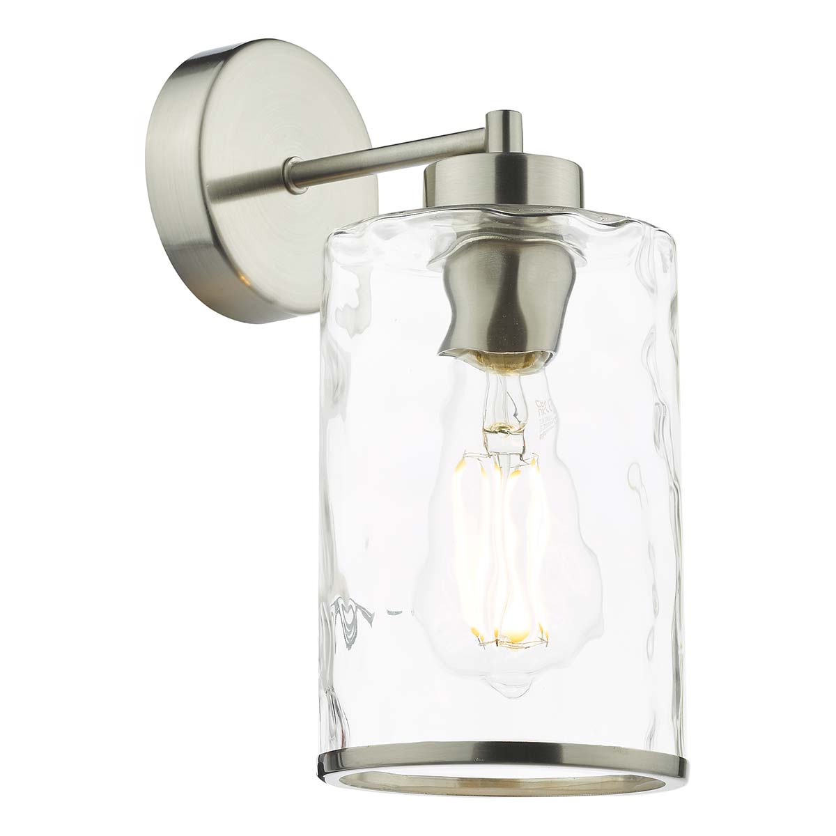 Dar Olsen Switched Wall Light Satin Chrome & Dimpled Glass