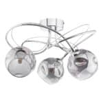 Onawa 3 Arm Flush Ceiling Light Dimpled Smoked Glass Chrome