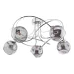 Onawa 5 Arm Flush Ceiling Light Dimpled Smoked Glass Chrome