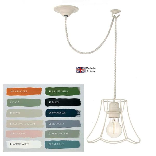 Oregon small single shabby chic pendant light shown in Cotswold Cream