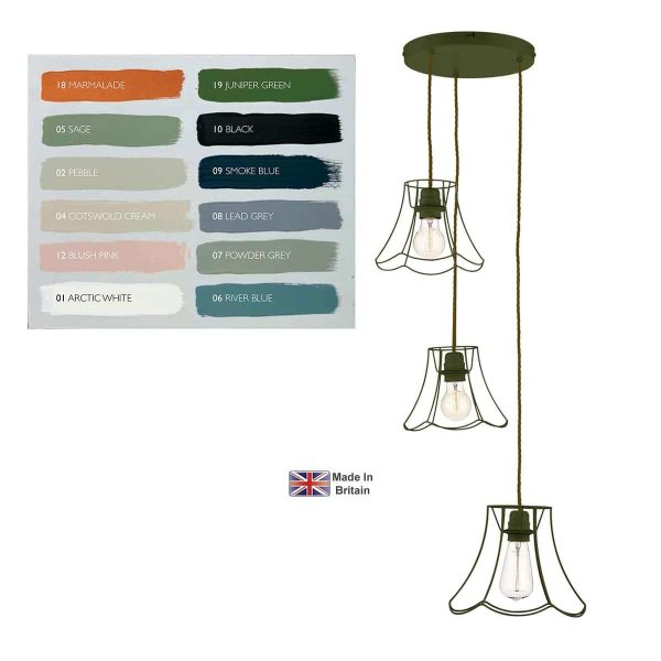 Oregon 3 light shabby chic cluster pendant light in juniper green