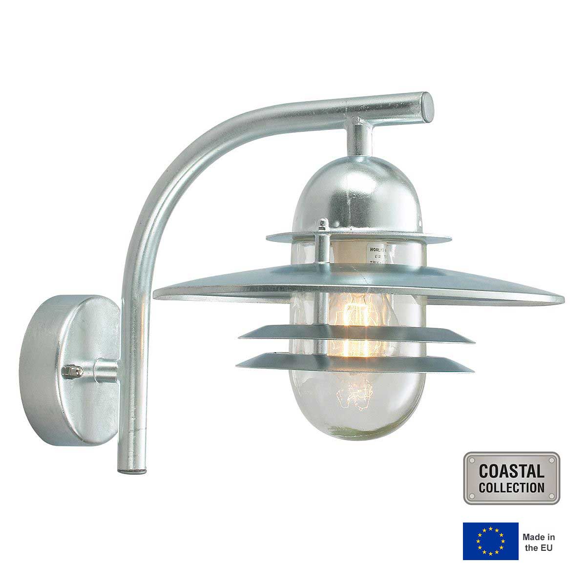 Norlys Oslo Art Deco Style Galvanised Outdoor Wall Lantern