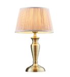 Medium Oslo Classic 1 Light Table Lamp Antique Brass Pink Silk Shade