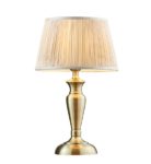 Small Oslo Traditional 1 Light Table Lamp Antique Brass Oyster Silk Shade