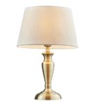 Medium Oslo Classic 1 Light Table Lamp Antique Brass Pale Grey Shade