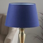 Medium Oslo Classic 1 Light Table Lamp Antique Brass Navy Blue Shade