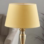 Medium Oslo Classic 1 Light Table Lamp Antique Brass Yellow Shade