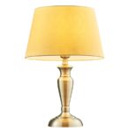 Medium Oslo Classic 1 Light Table Lamp Antique Brass Yellow Shade