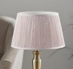 Small Oslo Traditional 1 Light Table Lamp Antique Brass Pink Silk Shade