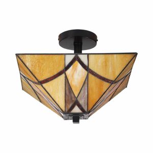 Portia Art Nouveau flush Tiffany ceiling light main image