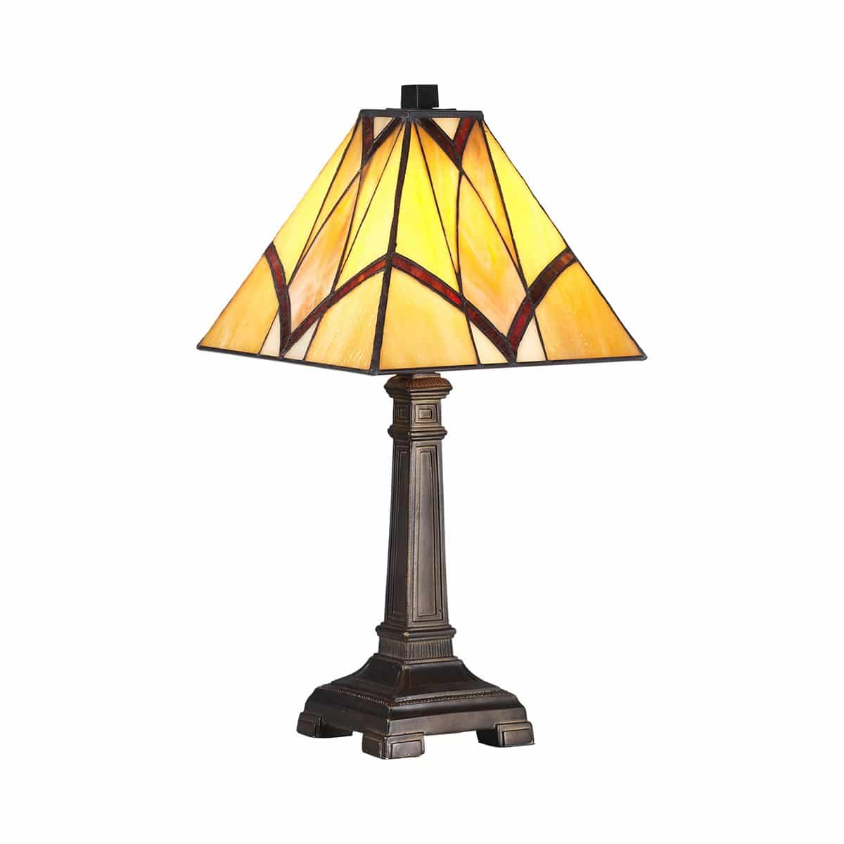 Portia Small Art Nouveau Tiffany Table Lamp Amber / Red