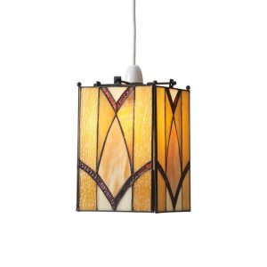 Portia Tiffany ceiling lamp shade in shades of amber and red main image