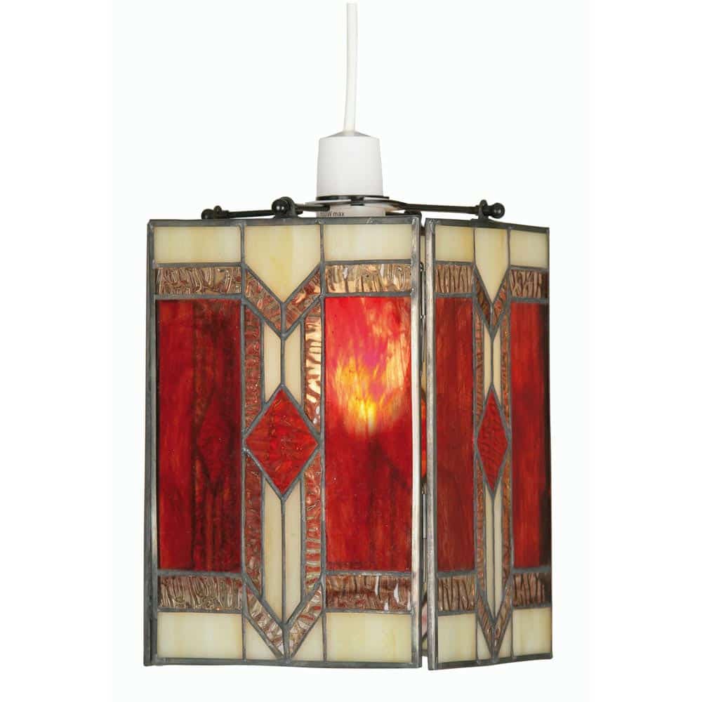 Aztec Tiffany Ceiling Lamp Shade Red / Amber Easy Fit