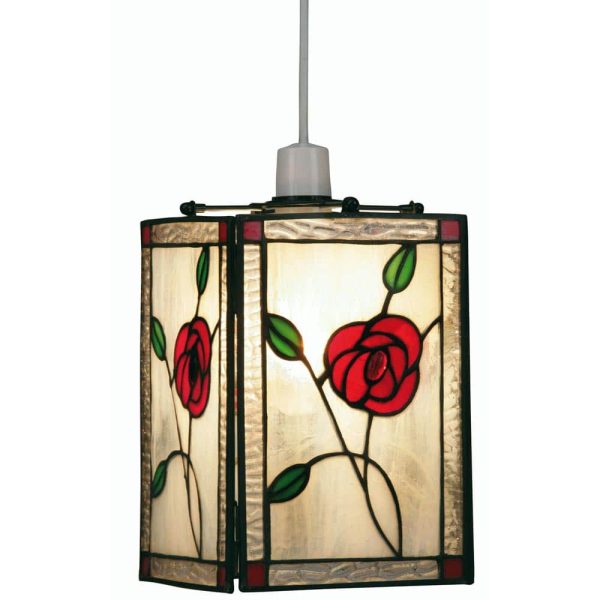 Rose Tiffany Ceiling Lamp Shade Floral Design Easy Fit